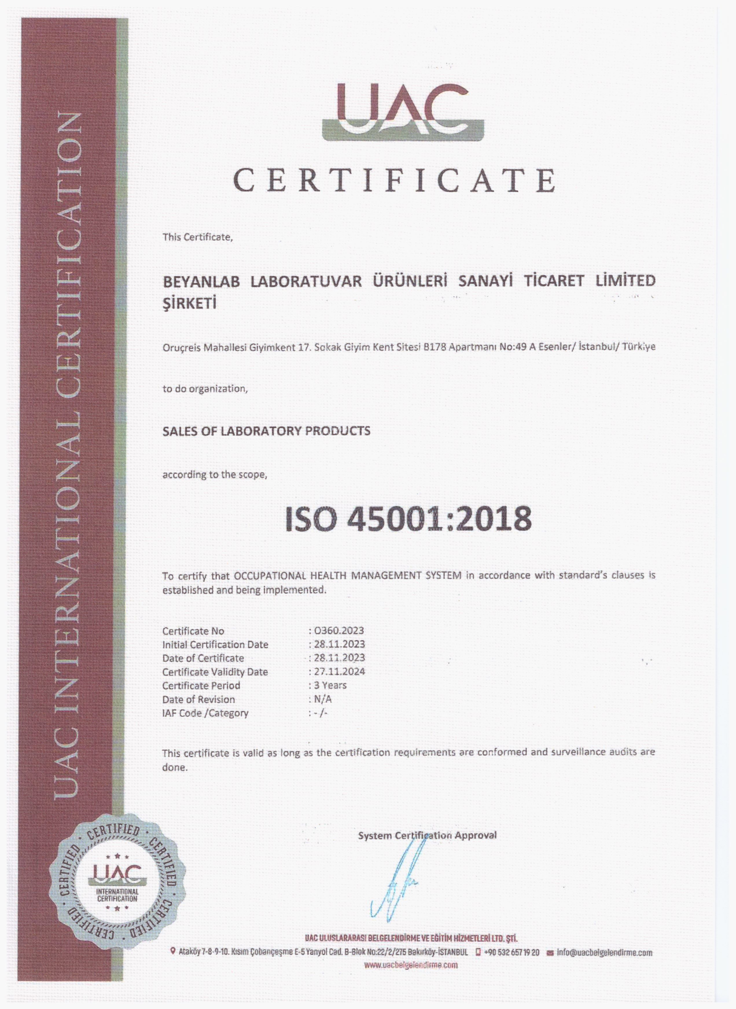 ISO 45001 2018 SERTİFİKA EN